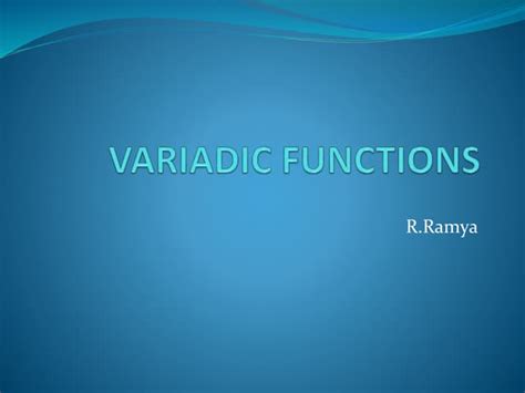 Variadic Functions Ppt
