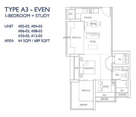 Condo Launch Singapore 1 Bedroom Floor Plan