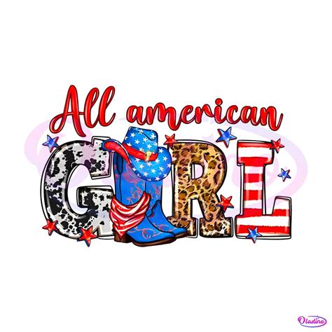 All American Girl Cowgirl Boots Happy Independence Day Png Files