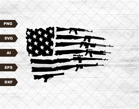 American Gun Flag Svg Rifle Flag Svg Guns Svg 2nd Amendment Svg