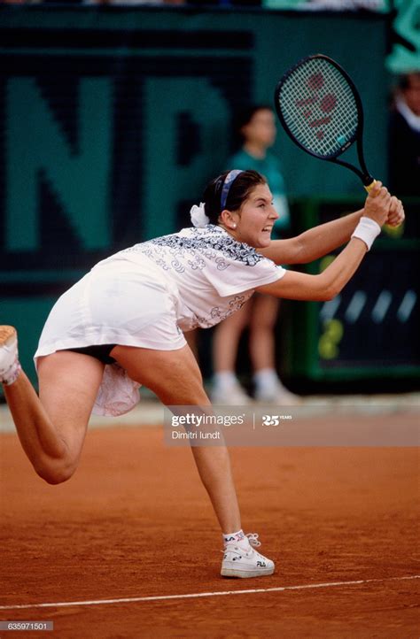 Monica Seles In Action In The Final Of The Roland Garros Tennis