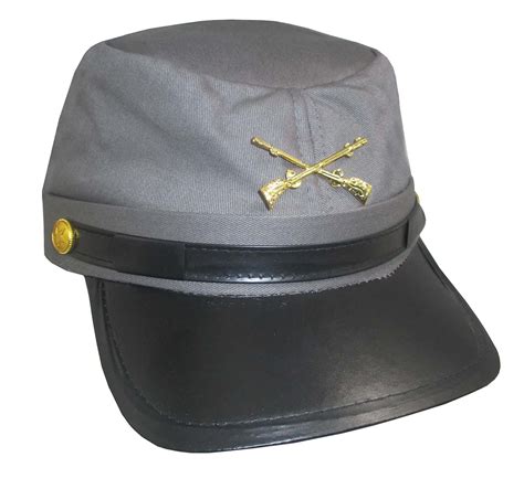 Grey Confederate Hat Soldier Federal Army Kepi Mens Civil War Costume