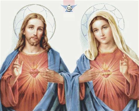 Catholic Sacred Hearts Jesus And Mary On International Cross Stitch