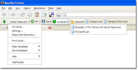 Ie Toolbar Interface And Firefox Toolbar Interface Handy Password Help