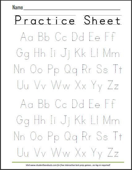 Childrens Writing Practice Sheets Pdf