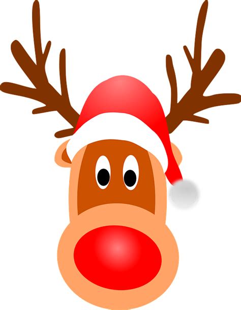 Rudolph The Reindeer In A Santa Hat Clipart Free Download Transparent