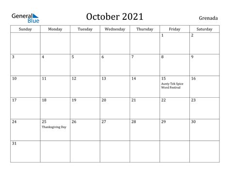 October 2021 Calendar With Holidays Free Letter Templates