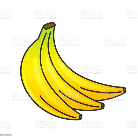 Bunch Of Three Bananas Outline Illustration Stock Illustration