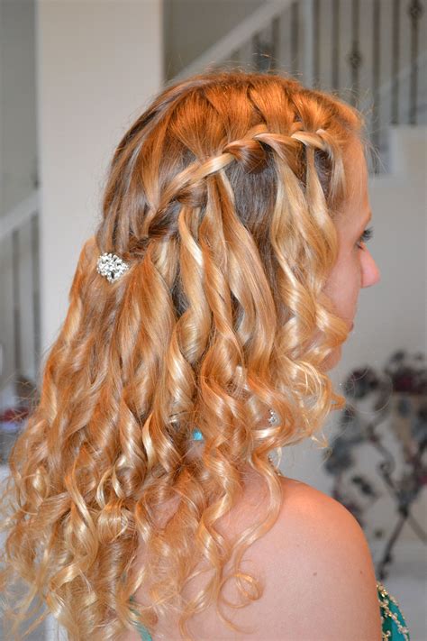 Side View Of Waterfall Braid And Curls For My Prom Braids With Curls Hair Beauty Beauty