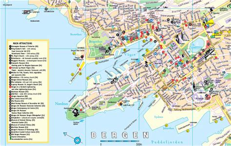 Detailed Tourist Map Of Bergen City Norway Bergen City Detailed