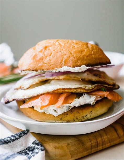 Smoked Salmon Egg Sandwich With Caper Cream Cheese Sandwiches