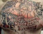 Queen annes revenge pirate themed chest tattoo - Tattooimages.biz