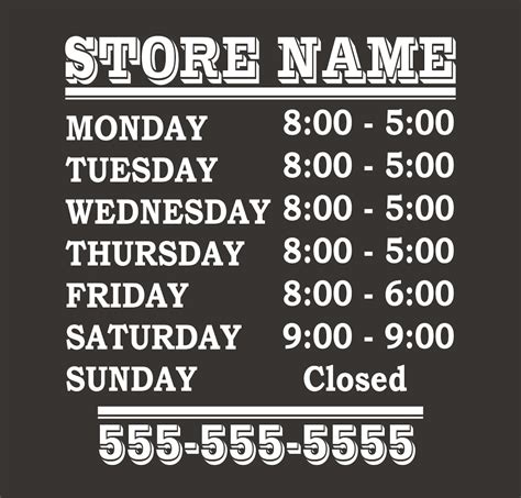 Store Hours Window Custom Sign Any Business 13 X Etsy