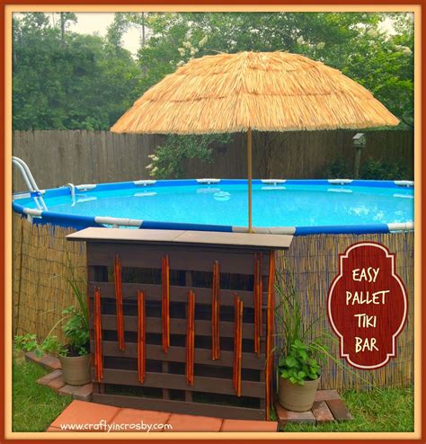 Also, an above ground pool that you can get pool design inspirations from is an above ground pool framed by bricks or stones. DIY Pallet Tiki Bar - Feature of the Day | Above ground ...