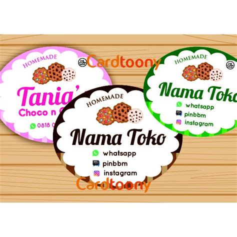 Jual Sticker Stiker Label Nama Toko Produk Cookies Makanan Manis