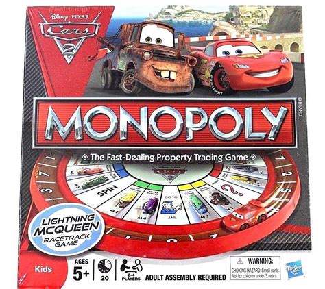 Cars 2 Monopoly Disney Pixar Board Game With Racetrack 2011 Hasbro 1959925261