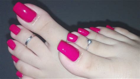 Painting My Natural Long Toe Nails Hot Pink Pedicure Paint Your Toe Nails Perfectly Rose