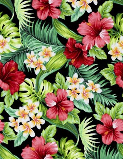 Bright Tropical Floral Fabric Hawaiian Floral Fabric Etsyshops
