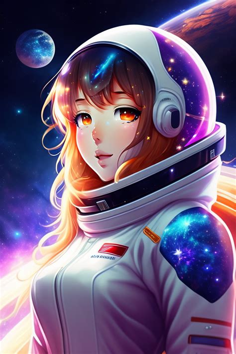 Lexica Anime Girl Falling In Space Distant In Space Suit Beautiful