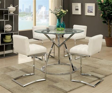 Counter Height Glass Dining Table Set Collapsible And Chairs Furniture
