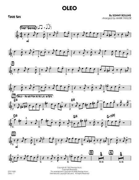 Oleo Tenor Sax By Sonny Rollins Digital Sheet Music For Download And Print Hx117745 Sheet