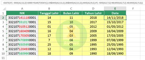 Rumus Excel Membuat Tanggal Lahir Dari Nik Microsoft Excel Indonesia