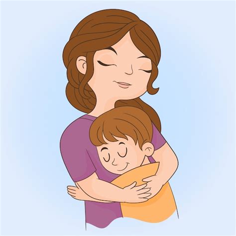 Sint Tico Imagen Madre Abrazando A Su Hijo Animado Cena Hermosa
