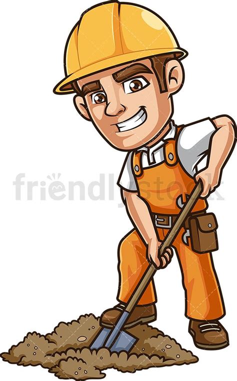Construction Worker Digging Hole Cartoon Clipart Vector - FriendlyStock | Construction worker ...