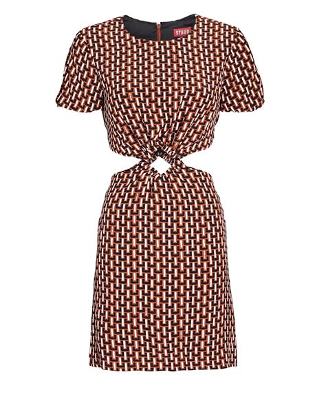 Staud Epona Cut Out Linen Mini Dress In Multi Color Intermix®