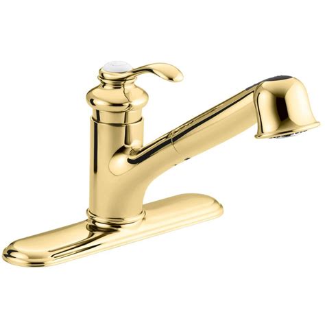 Shop wayfair for all the best polished brass kitchen faucets. KOHLER Fairfax Single-Handle Pull-Out Sprayer Kitchen ...
