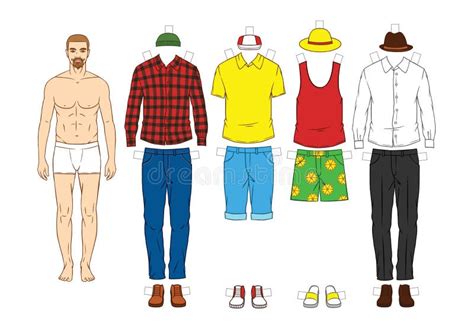 Men`s Paper Doll With Clothes Stock Illustration Illustration Of