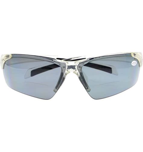 Bifocal Sunglasses With Wrap Around Sport Design Half Frame For Men And Women Clear