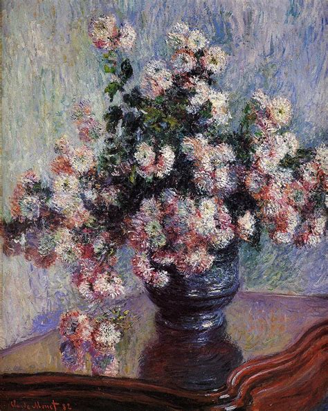 Two tiers of flower petals are cut out of plastic, pastel purple color. Chrysanthemums, 1880 - 1881 - Claude Monet - WikiArt.org