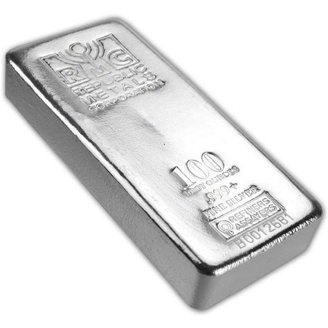 100 Oz Rmc Silver Bar Republic Metals Corp 999 Fine Secondary