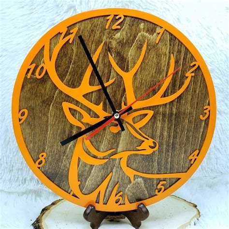 Deer Hunting Clock Laser Engraved Wood Clock Deer Clock Etsy