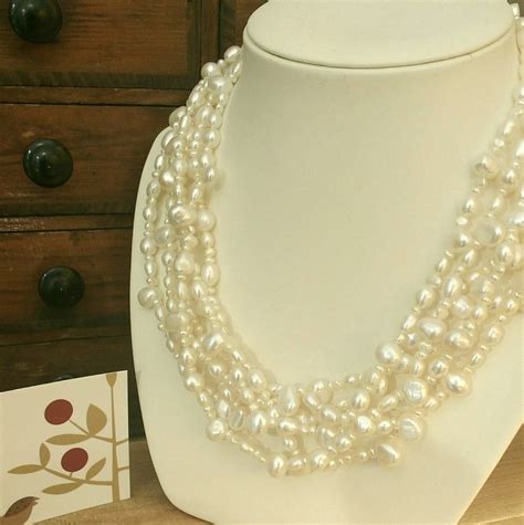 Six Strand Natural White Freshwater And Seed Pearl Necklace