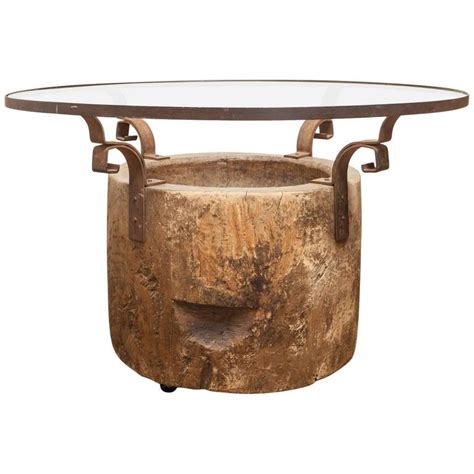 Organic Reclaimed Japanese Usu Tree Trunk Pedestal Dining Table At