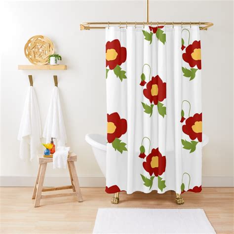 Papercut Poppy Single 2 Shower Curtain By Marieofroumania Redbubble