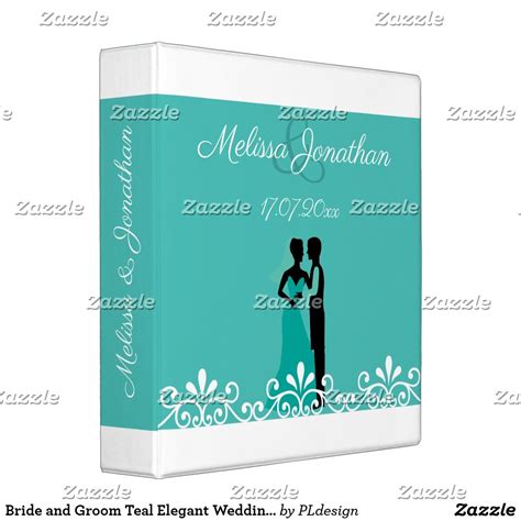 Bride And Groom Teal Elegant Wedding Album 3 Ring Binder Zazzle Wedding Album Wedding Photo