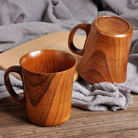 Ml Handmade Wooden Coffee Mug Tea Cup With Handle Wood Etsy