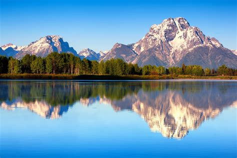 Wallpaper Grand Teton National Park Mountain Lake Trees Reflection