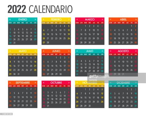 2022 Spanish Calendar Template Design High Res Vector Graphic Getty