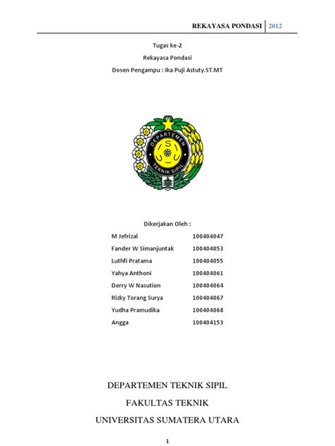 Pekerjaan konstruksi adalah rangkaian kegiatan perencanaan dan pelaksanaan dalam kasus tertentu, apabila sudah tidak memungkinkan untuk menggunakan pondasi dangkal, maka digunakan pondasi. PONDASI DANGKAL (Tugas 2)