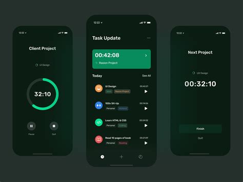 Timepad Tracker Dark Theme App Design Uplabs