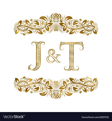 j and t vintage initials logo symbol letters vector image