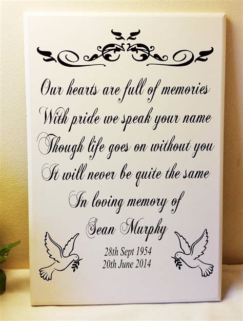 Personalised Wedding Memorial Sign In Loving Memory Plaque Wedding Decor A4 250 Ebay