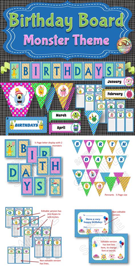 Monster Themed Birthday Board Display Bulletin Board Bright And Bold