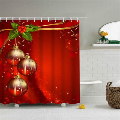 Buy Christmas Home Shower Curtain Waterproof Bathroom Xmas Polyester 12