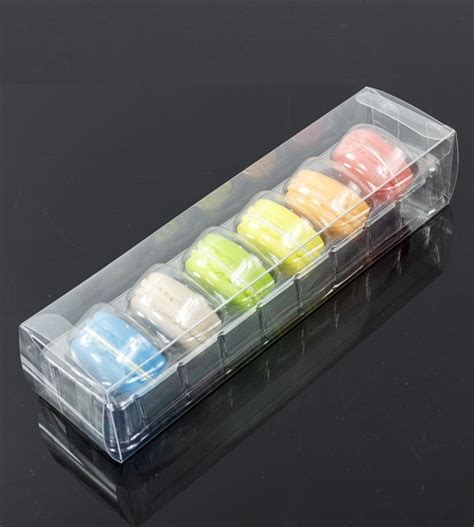 100pcs 6 Cavity Clear Plastic Macaron Packing Box Cookiechocolatecandy Box For Wedding And
