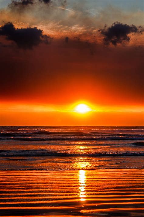 Hd Wallpaper Sunset Ocean Clouds Beach Sea Sky Water Landscape